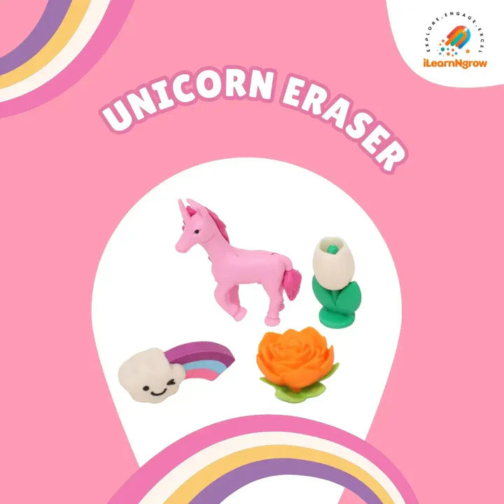 ILEARNGROW Unicorn Sipper + Unicorn Eraser + Unicorn Wallet