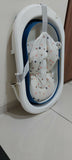Babyhug Foldable Bathtub with Printed Cushion - Blue White