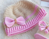 Crochet baby booties and cap