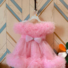 Girls Balloon Frill Party Dress - Baby Pink Frock ( 9-12 m)