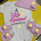 Personalised Romper with Mittens & Cap Set