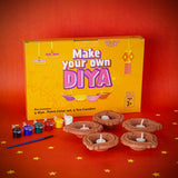 Embrace the spirit of creativity and tradition with our DIY Diya Kit, a delightful set designed to ignite your artistic flair while celebrating the warmth of Diwali. This kit includes five beautiful diyas and a palette of vibrant paint colors, allowing you to personalize and illuminate your festival of lights.