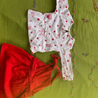 Doodle Frock (sleeveless) and Tshirt White (Full Sleeves) - Red/White colour