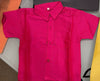 Pink Half shirt and Cream Dhoti  Set For Boy