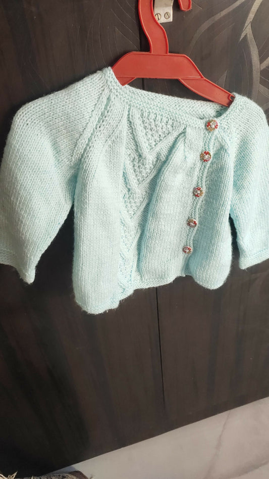 Woolen Sky Blue Sweater - Unisex, Comfortable and Stylish Winter Wear for Baby Boys and Girls.