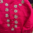Pure georgette lehenga set for baby girls with handwork butti and matching accessories, plus a stylish baby boy kurta-pyjama set for festive elegance.