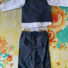 HOP BABY Shirt Waist Coat and Trouser Set - White/Black Grey pattern design - PyaraBaby
