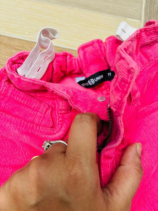 Hot Pink Ribbed Pant for Baby Girl 