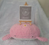 Bring charm and comfort to your child's space with the 12" Diameter Crochet Whale Plushie Pillow – handcrafted with soft, high-quality yarn for cuddling and decorative purposes. Perfect for snuggling and as a delightful room accessory.