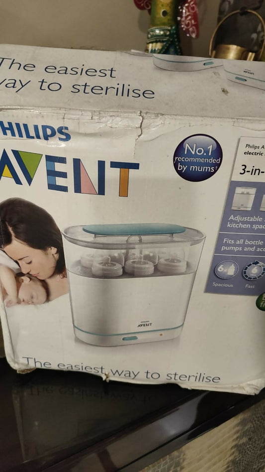 PHILIPS AVENT steriliser – fast, safe, and chemical-free steam cleaning for your baby’s feeding essentials.

