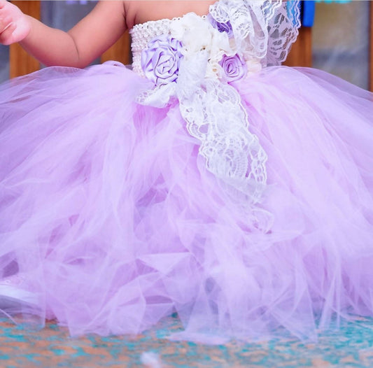 1st Birthday Beautiful TUTU LONG FROCK pink color size : 1 year kid - PyaraBaby