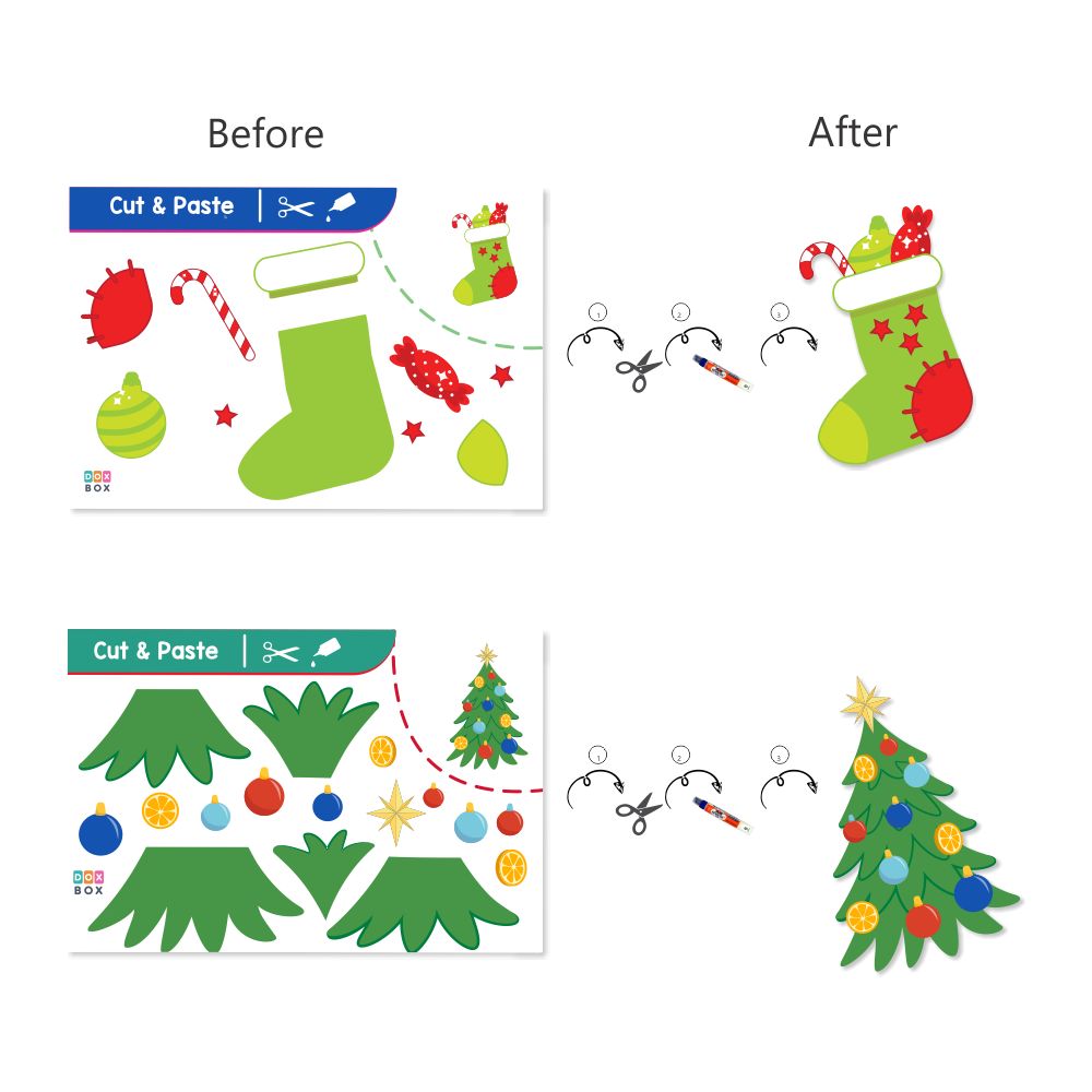 Cut & Glue Activity - Christmas - PyaraBaby