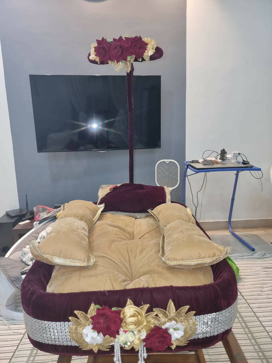 Customized Velvet Bamboo Bed For Newborn - PyaraBaby