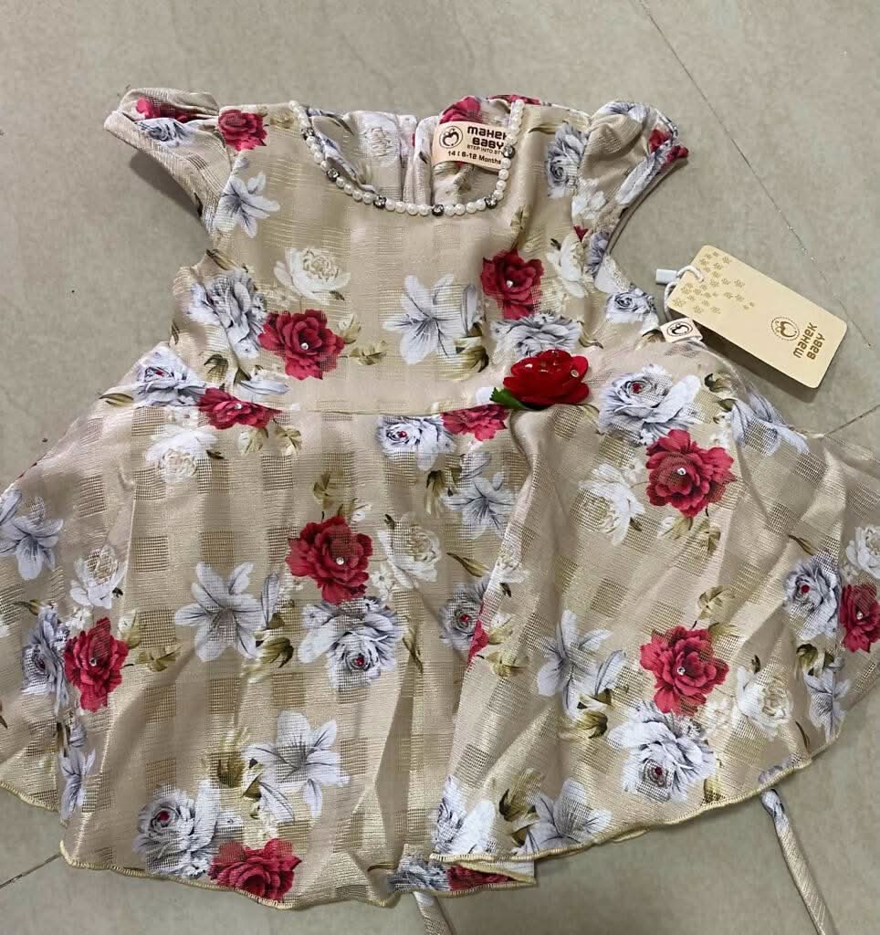 Pretty and Elegant Beige Baby Girl Frock - PyaraBaby