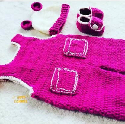 Handmade Customized Crochet Romper with Shoes and Hairband for Baby - PyaraBaby