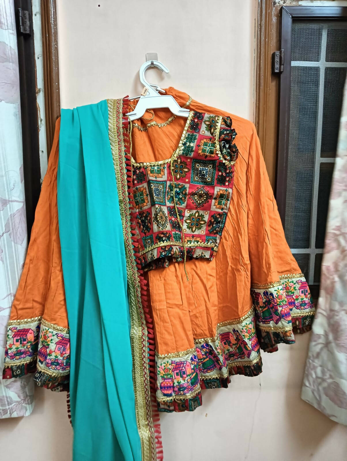 Garba Wear Orange Chaniya with Blouse and Dupatta - PyaraBaby
