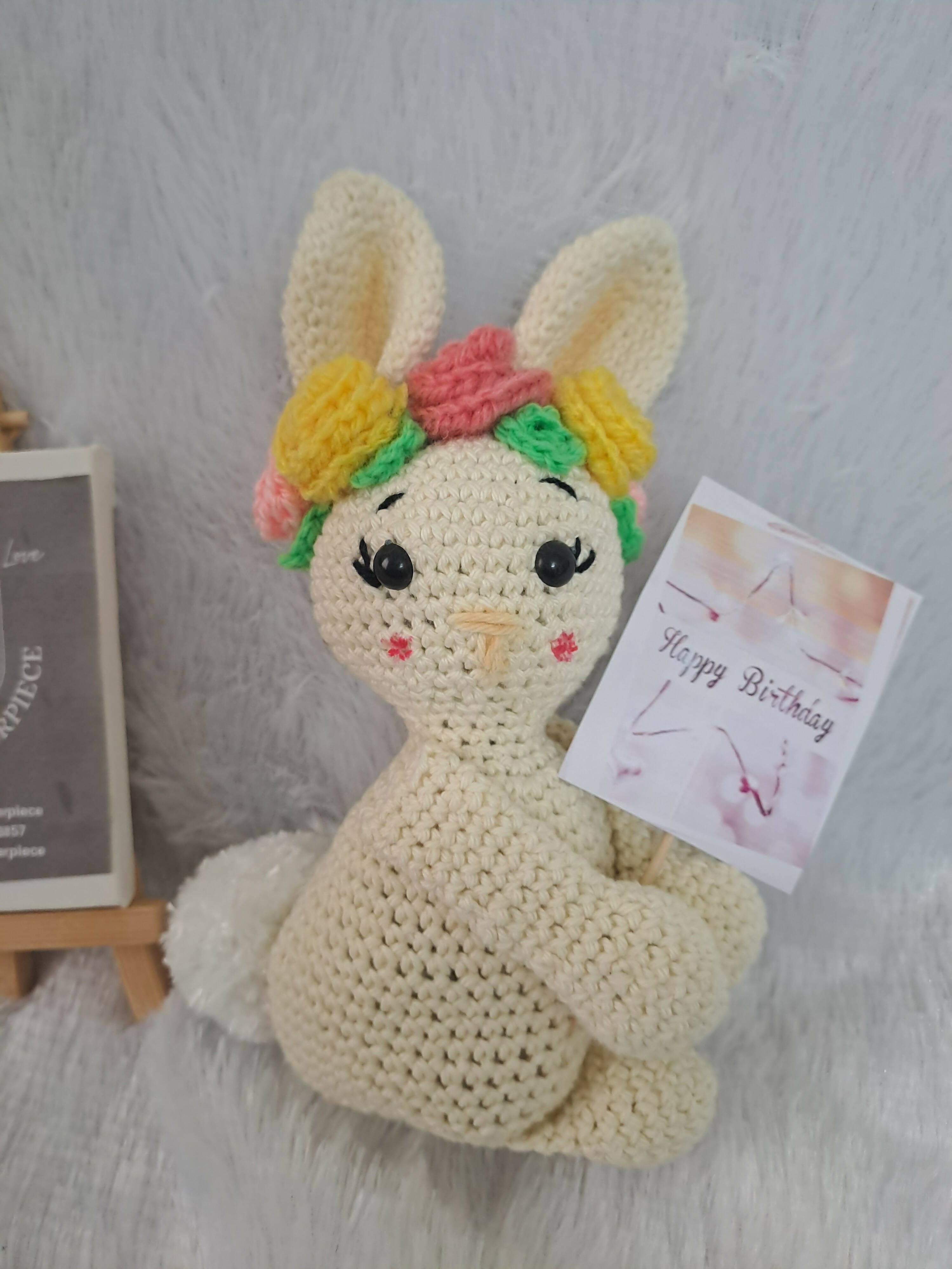 Crochet Bunny with greeting card - PyaraBaby