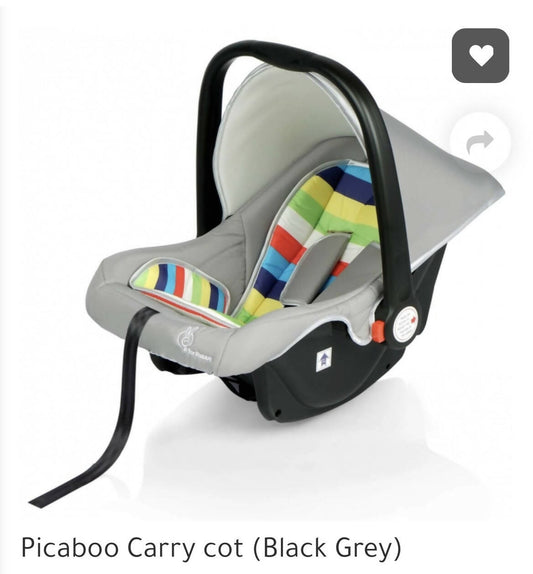 R FOR RABBIT Picaboo Carry cot (Black Grey) car seat - PyaraBaby
