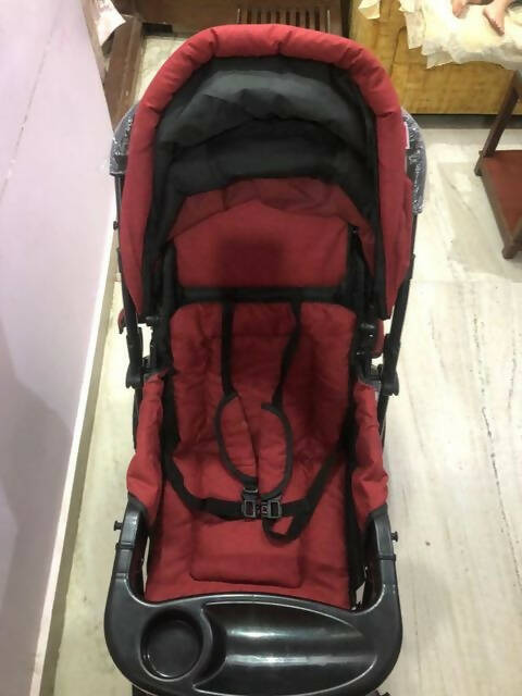 BABYHUG Melody Stroller/Pram With Reversible Handle & Canopy - Maroon - PyaraBaby