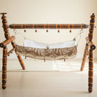 Wooden Single Dandi Cradle with Cloth - PyaraBaby