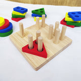 Wooden Shape Sorting & Stacking Toy, Geometric Blocks Shape Sorter - PyaraBaby