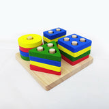 Wooden Shape Sorting & Stacking Toy, Geometric Blocks Shape Sorter - PyaraBaby