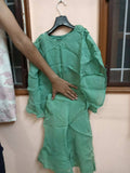 Green Plazo with Inner and Poncho and Belt - PyaraBaby