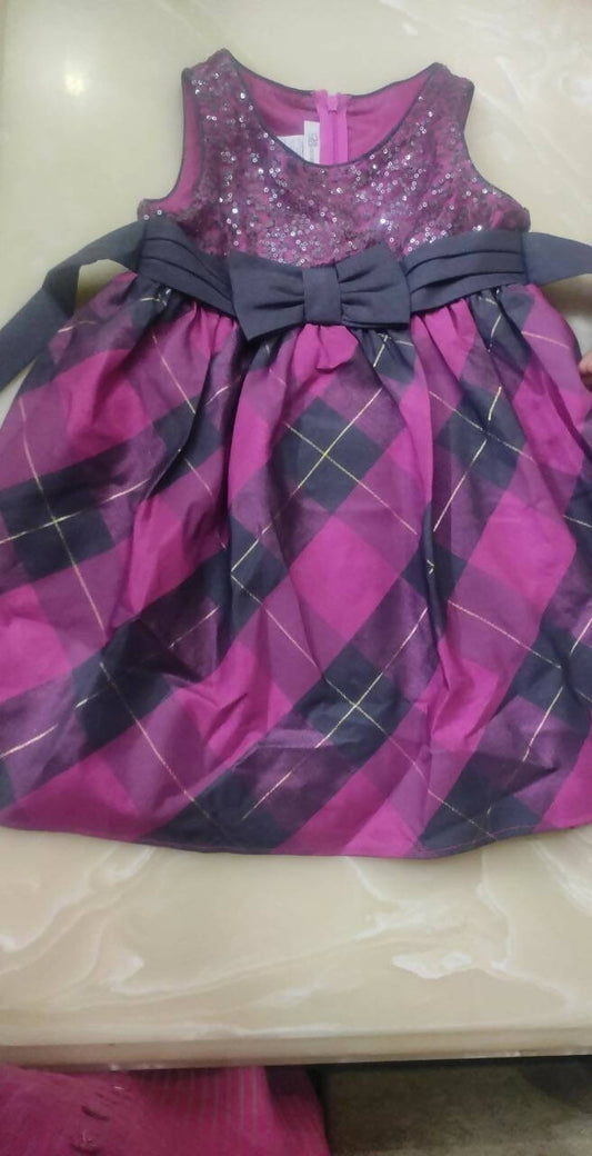 Partywear Frock/Dress - Pink and Grey - PyaraBaby