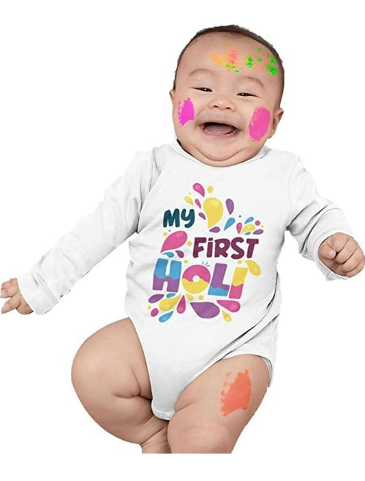 BON ORGAINK Unisex My First Holi Bodysuit Baby - PyaraBaby