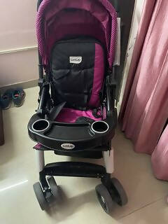 LUVLAP Stroller/Pram - Pink & Black - PyaraBaby