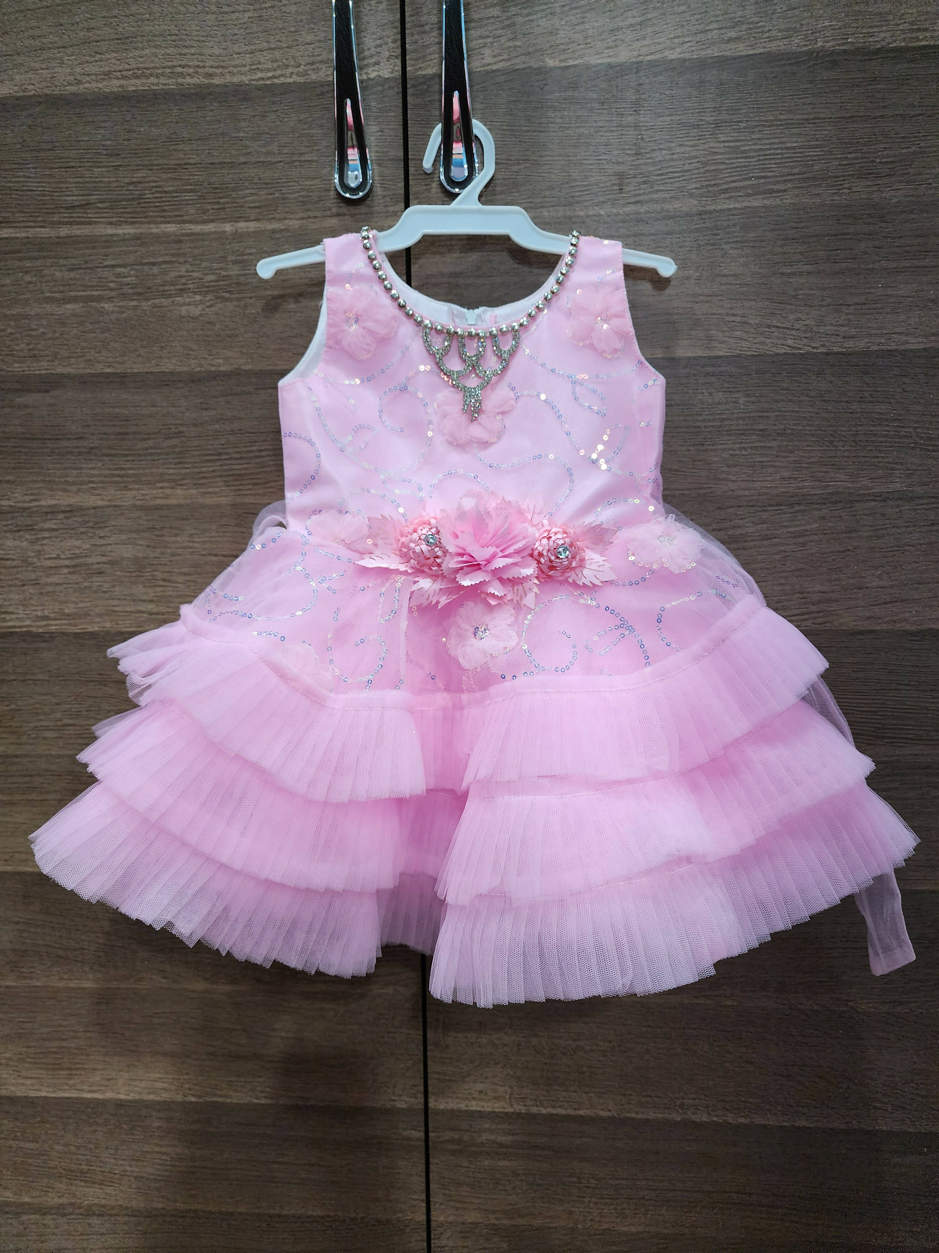 Pink princess frock - 1st Birthday Frock - PyaraBaby