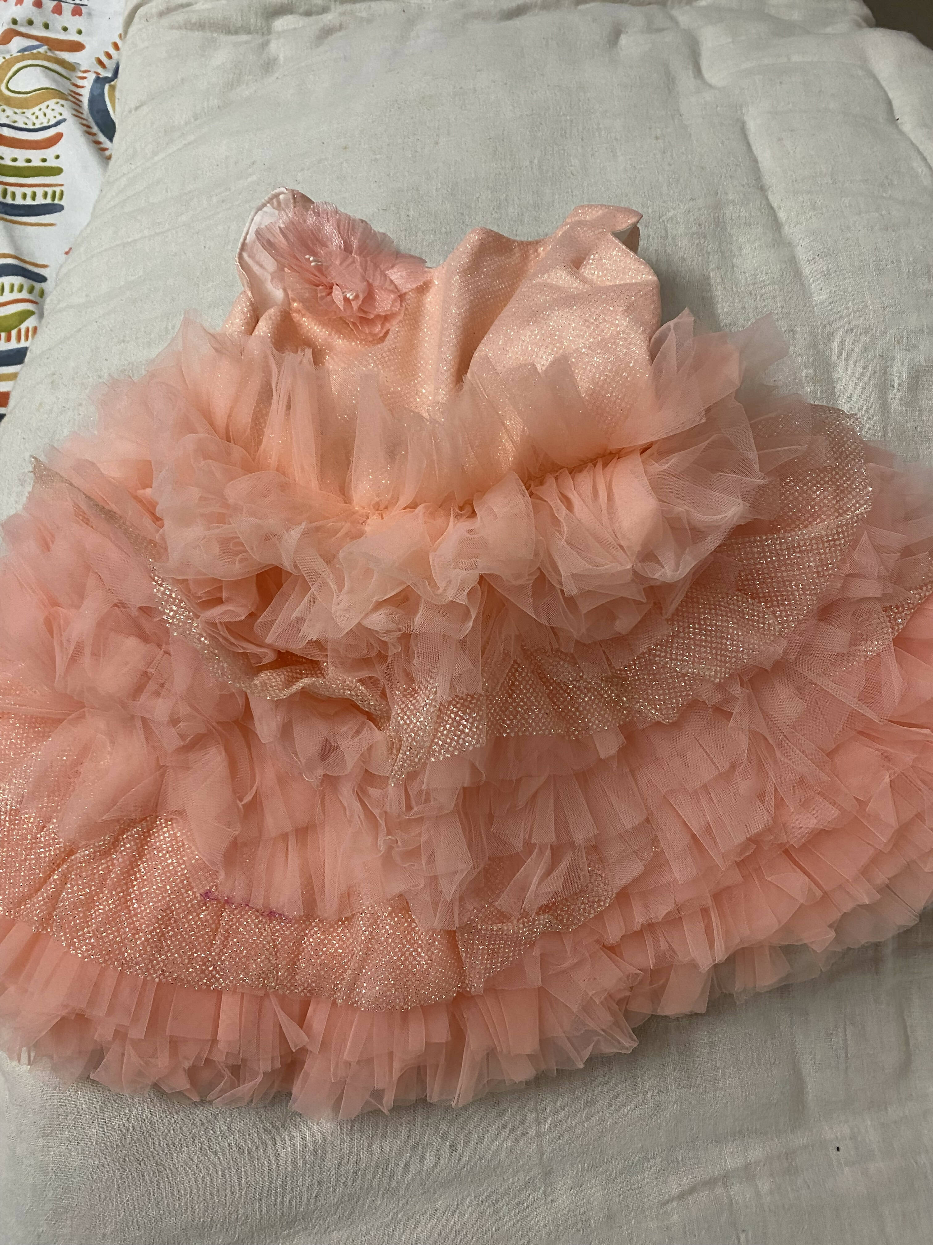 1st Birthday Peach Frock/Dress for Baby Girl - PyaraBaby