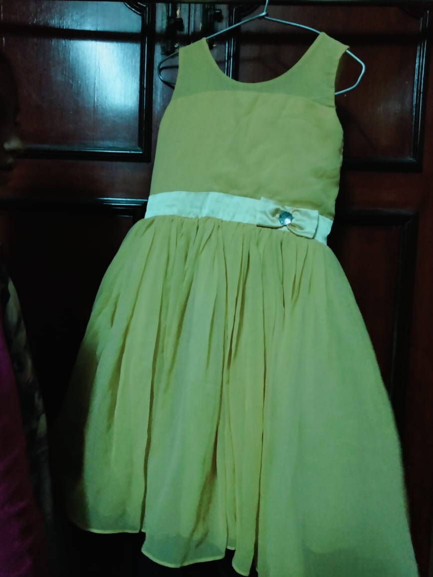 Light yellow party wear dress for 7-8 years girl - PyaraBaby
