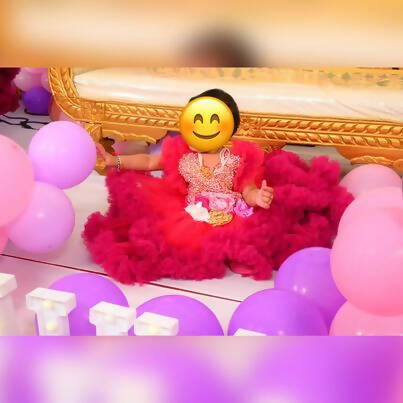 1st Birthday Heavy Handwork Pearl Embroidered Yoke with Heavy Ruffles First Birthday Frock/Dress - PyaraBaby