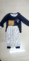 Dark Blue Cotton Full Sleeves T-shirt and Pant