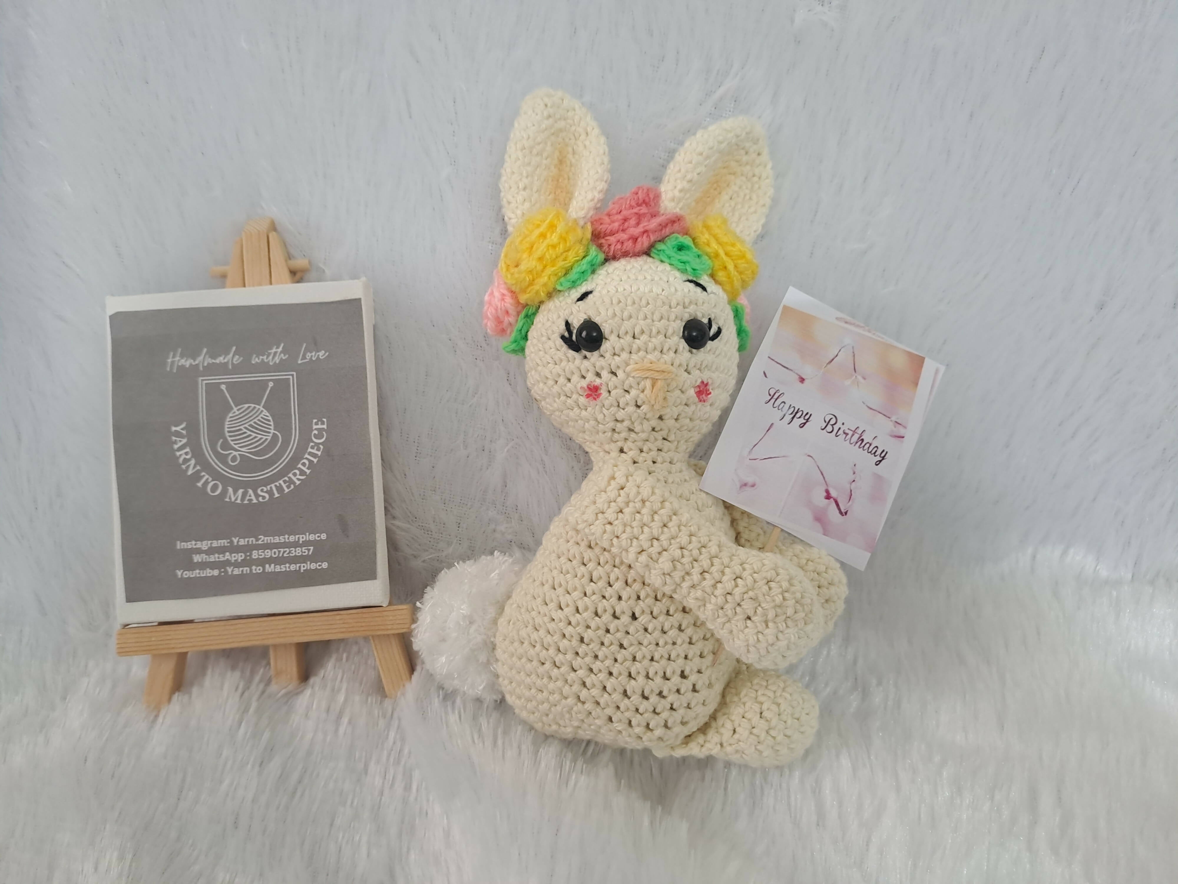 Crochet Bunny with greeting card - PyaraBaby