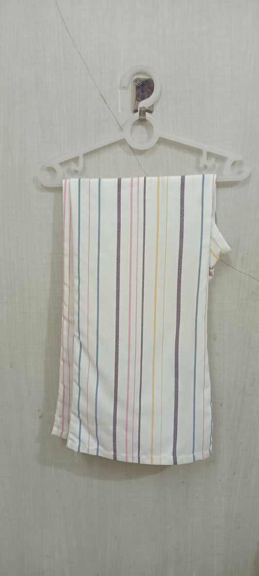 Beautiful White Color with Pink and Blue Stripes Cord Set for Baby Girl - PyaraBaby