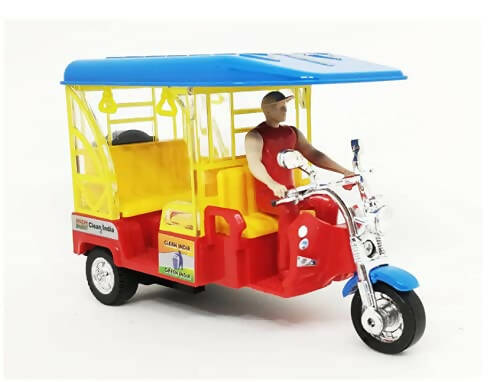 Little Tanaira E-Autorickshaw est Miniature Model Toy with Pull Back Action No Sharp Edges Non Toxic Replica of Real E-Rickshaw with Driver Sitting. Free Smiley Keychain, Multicolor - PyaraBaby