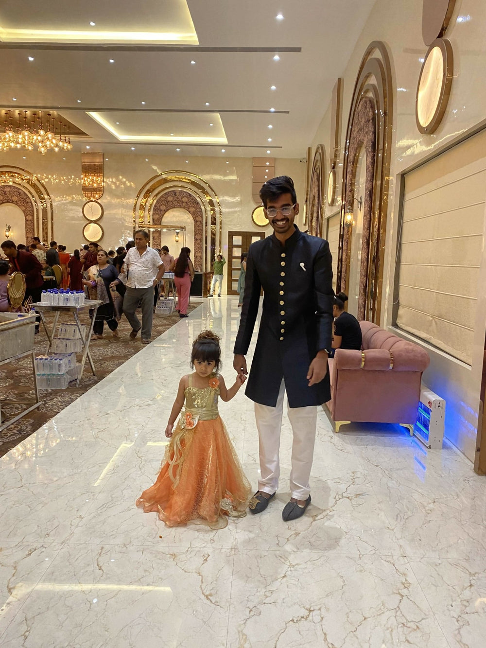 Golden Orange Stylish party dress for baby girl - PyaraBaby