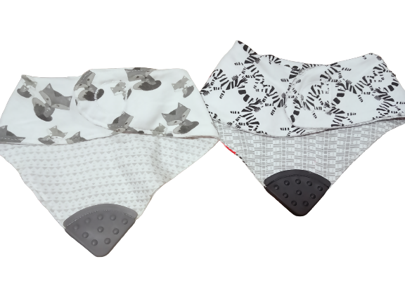 NUBY Reversible 100% Cotton Teething Bibs (Combo of 2) - PyaraBaby