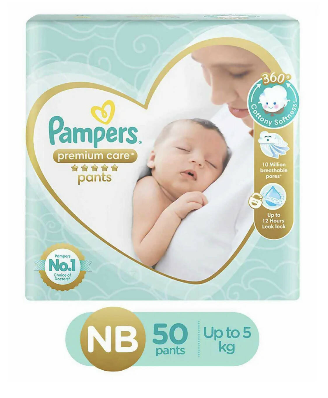 PAMPERS Premium Care Pants Newborn - XS - 50 Pants - Upto 5 Kgs - PyaraBaby