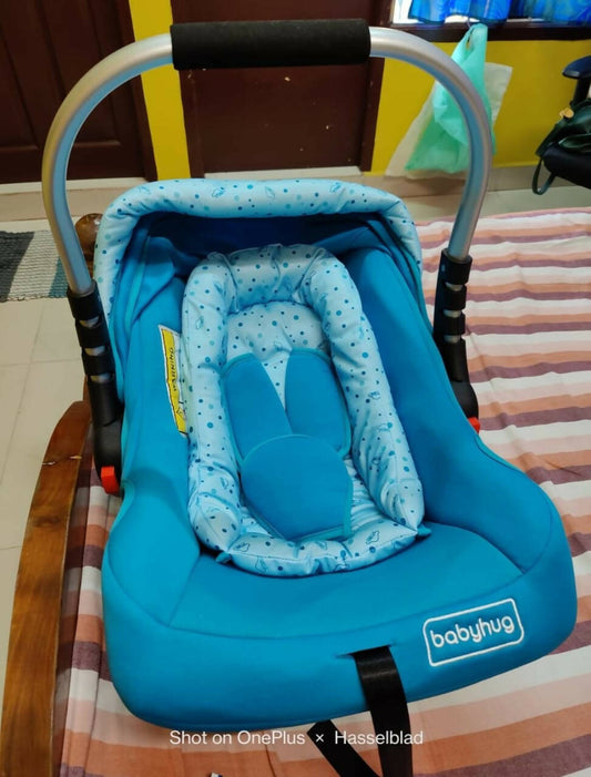 BABYHUG Onyx Car Seat Cum Carry Cot With Rocking Base & Aluminium Handle - Blue - PyaraBaby
