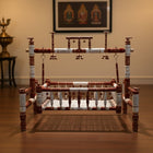 Wooden Cradle with Palna Malaysian Teak Wood, Dimensions: 26W×40H in inch - PyaraBaby