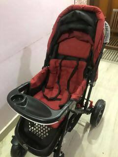 BABYHUG Melody Stroller/Pram With Reversible Handle & Canopy - Maroon - PyaraBaby