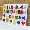 Wooden Number Math Symbols and Shapes Illustrative Puzzle, Educational Learning Board