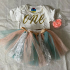 1st Birthday Girls printed tshirt with tutu skirt for first birthday - PyaraBaby