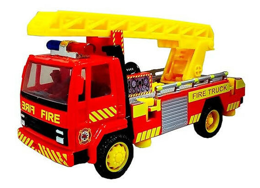 TOYMANIA AMAZING PULL BACK FIRE BRIGADE RESCUE LADDER TOY TRUCK FOR KIDS. | WITH MOVABLE LADDER UP AND DOWN FUNCTION. | VERY REALISTIC DESIGN. | MINIATURE SCALED MODELS TOY TRUCK FOR KIDS. (RED COLOR) - PyaraBaby