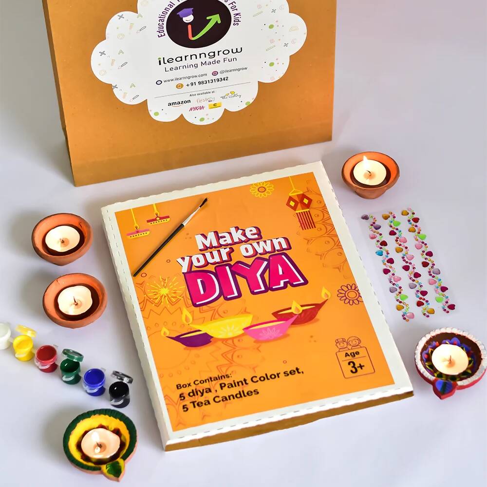 ILEARNNGROW DIY Diya Kit (Paint your Diya) - A delightful set designed to ignite your artistic flair - PyaraBaby