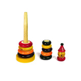 Wooden Stacking Rings With Joker Head - 10 Rings - Develop Hand-Eye Coordination & Fine Motor Skills - PyaraBaby