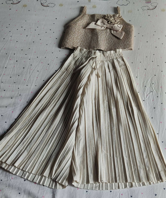 Dress your little fashionista in style with the Crop Top with Palazzo for Baby Girl—a versatile and fashionable ensemble that combines comfort and elegance for your adorable princess.